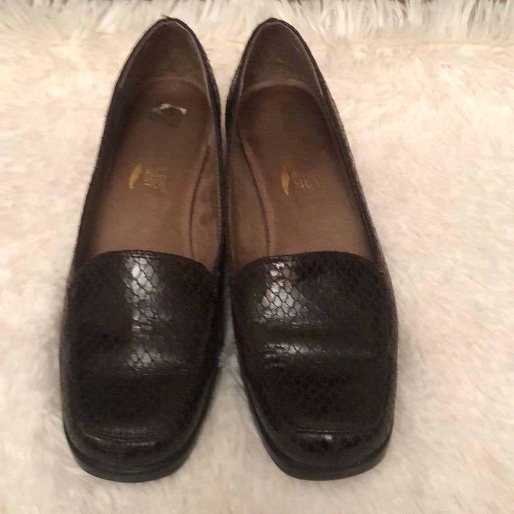 Aerosoles Heelrest Wedge Loafers Brown Size 8